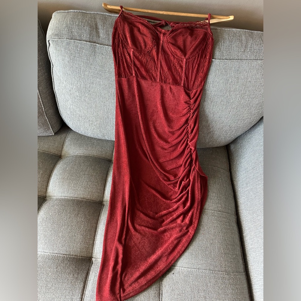 Elegant Red Ruched Dress